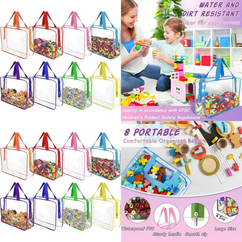 

Очень большие прозрачные сумки для хранения игрушек из ПВХ на молнии, многоразовые водонепроницаемые органайзеры для игрушек, игр и путешествий