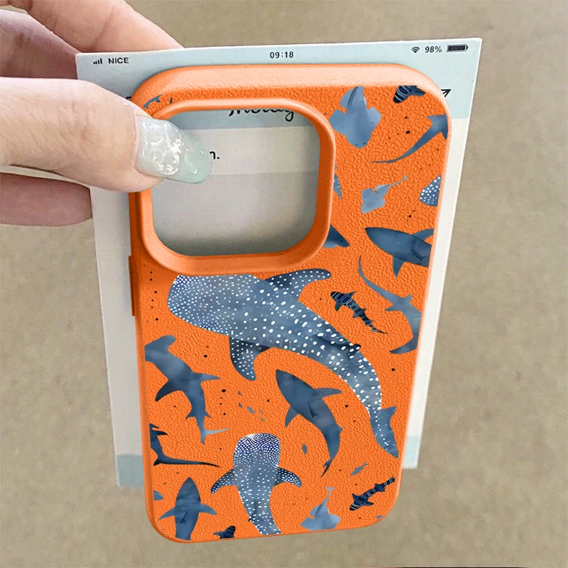 Wal-Muster-Hülle für iPhone 17e 18 17 Pro Max 16 15 14 13 12 Pro Max 11 Stoßfeste Weiche Silikon-Leder-Textur Handyhülle – Detail 12