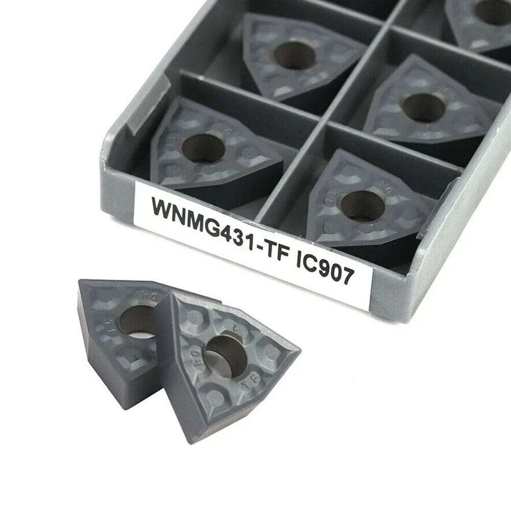 Cuchillas de inserción de piezas de 10 WNMG080404-TF, herramientas de corte de carburo CNC IC907 WNMG431-TF, accesorios de herramientas de torneado metalúrgico