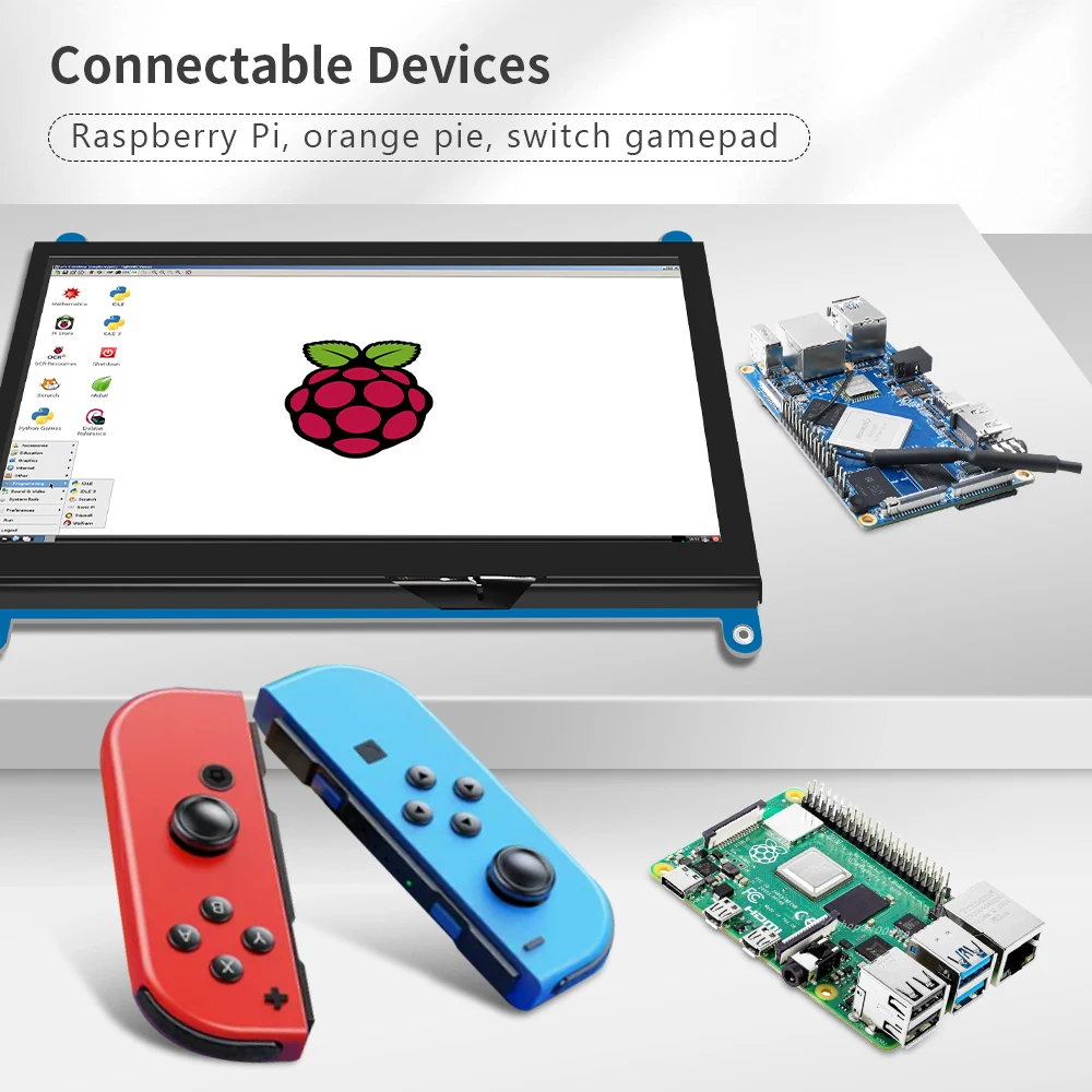 Imagem -06 - Raspberry pi Touchscreen Monitor Tela Hdmi 1024x600 Compatível com Aida Ras pi 3b Mais 3b 2b bb Banana pi Preta