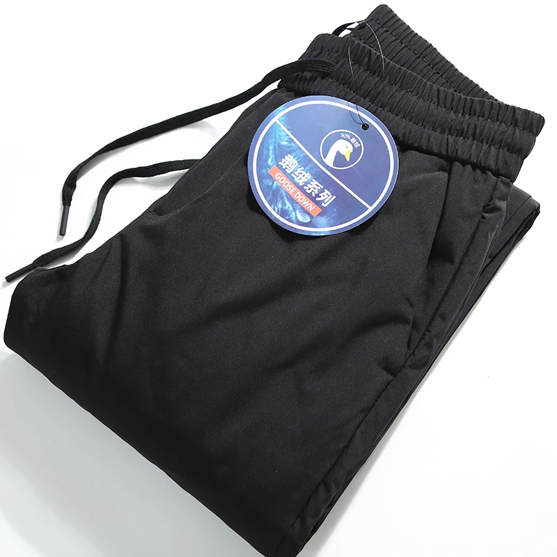 

Теплые мужские пуховые брюки с наполнителем из гусиного пуха, модные, для активного отдыха, длинные, повседневные, однотонные, молодежные, подходят для молодежи