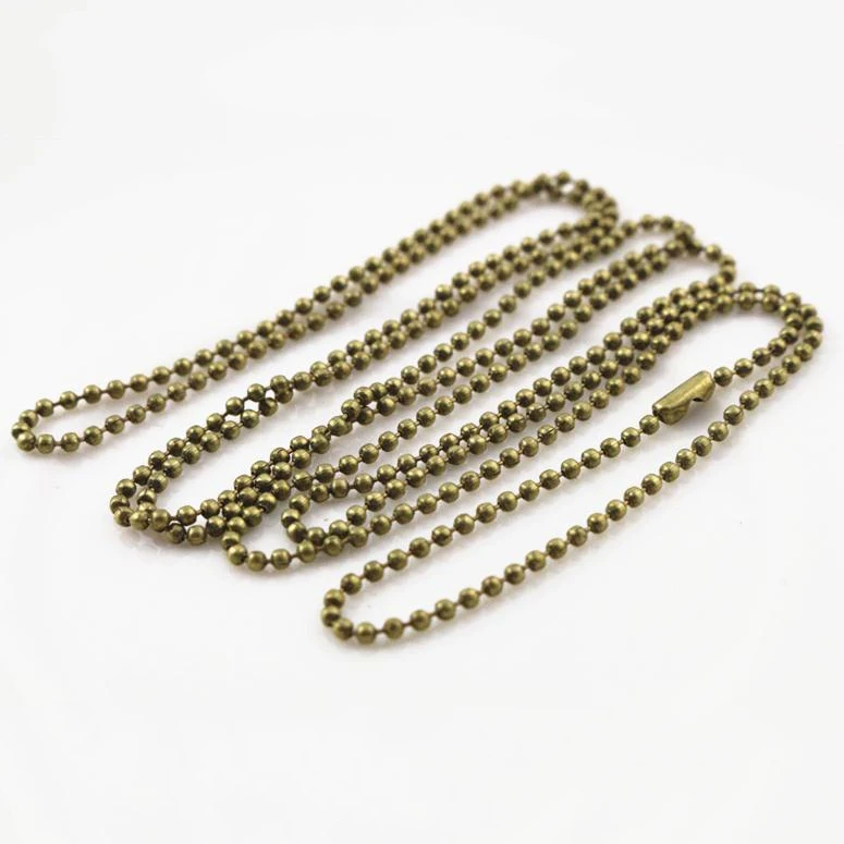 5pcs/lot 3 Size 1.5mm and 2.0mm and 2.4mm Bronze Plated Ball Beads Chain Necklace Bead Connector 65cm(25.5 inch)