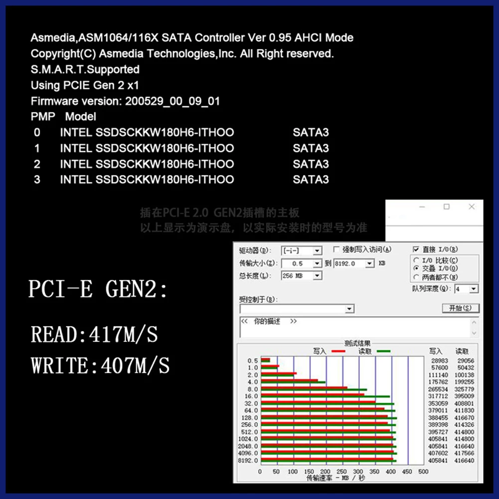 بطاقة SATA III PCIe ذات 4 منافذ بسرعة 6 جيجابت في الثانية SATA 3.0 إلى محول PCI Express 1X مع حامل