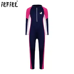 Kids One Piece Rash Guard Swimsuit Boys Girls Swim Jumpsuit Long Sleeve Swimwear Full Body Sport Surfing Beachwear Bathing Suit