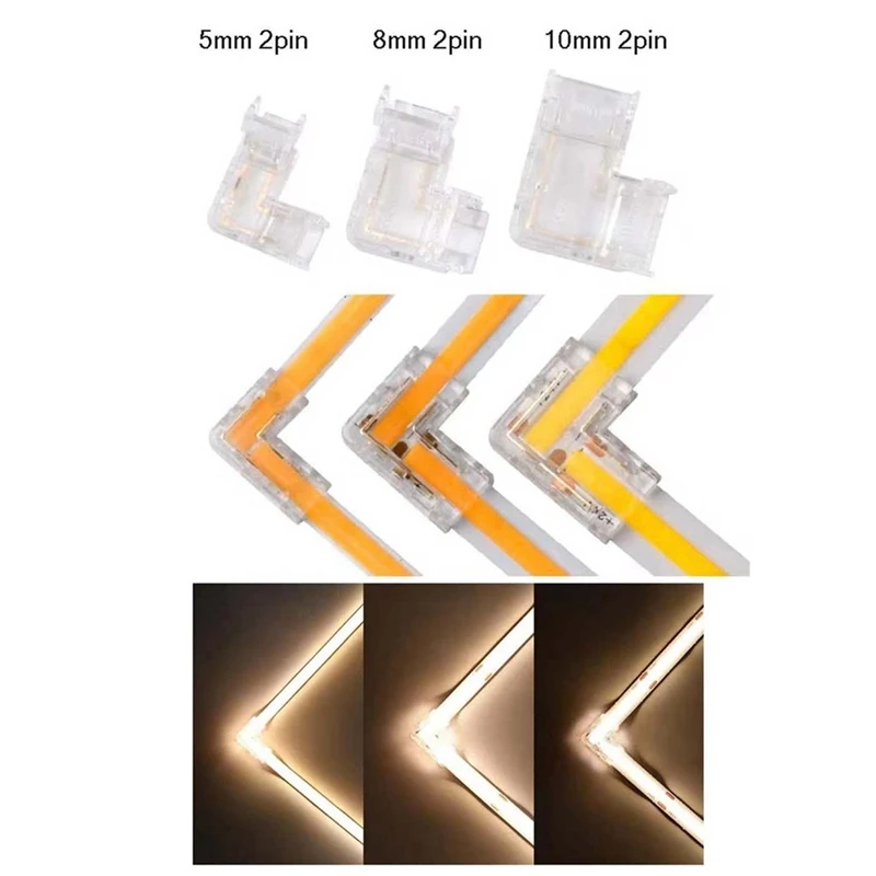 LED Light Strip Connector Right Angle Connector Cob RGB Light Strip 90 Degree L Shape