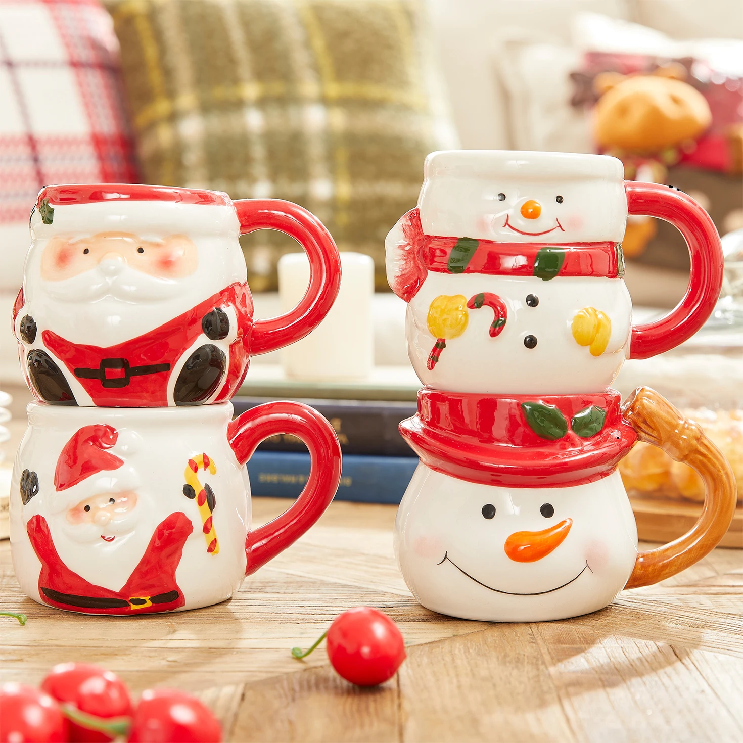 

Three-dimensional Hand-painted Santa Claus Snowman Mug Coffee Cup Ceramic Water Cup Creative Christmas Gift