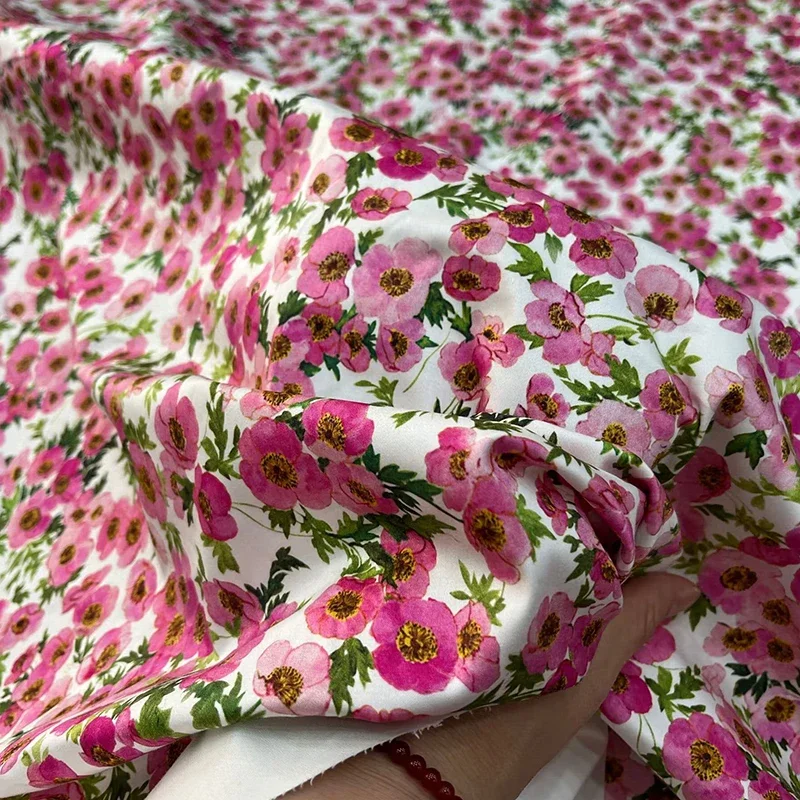 Floral Printing Cotton Poplin Fabric Brand Fashion Design for Dress Clothing Polyester Material Satin Cloth by Meters for Sewing