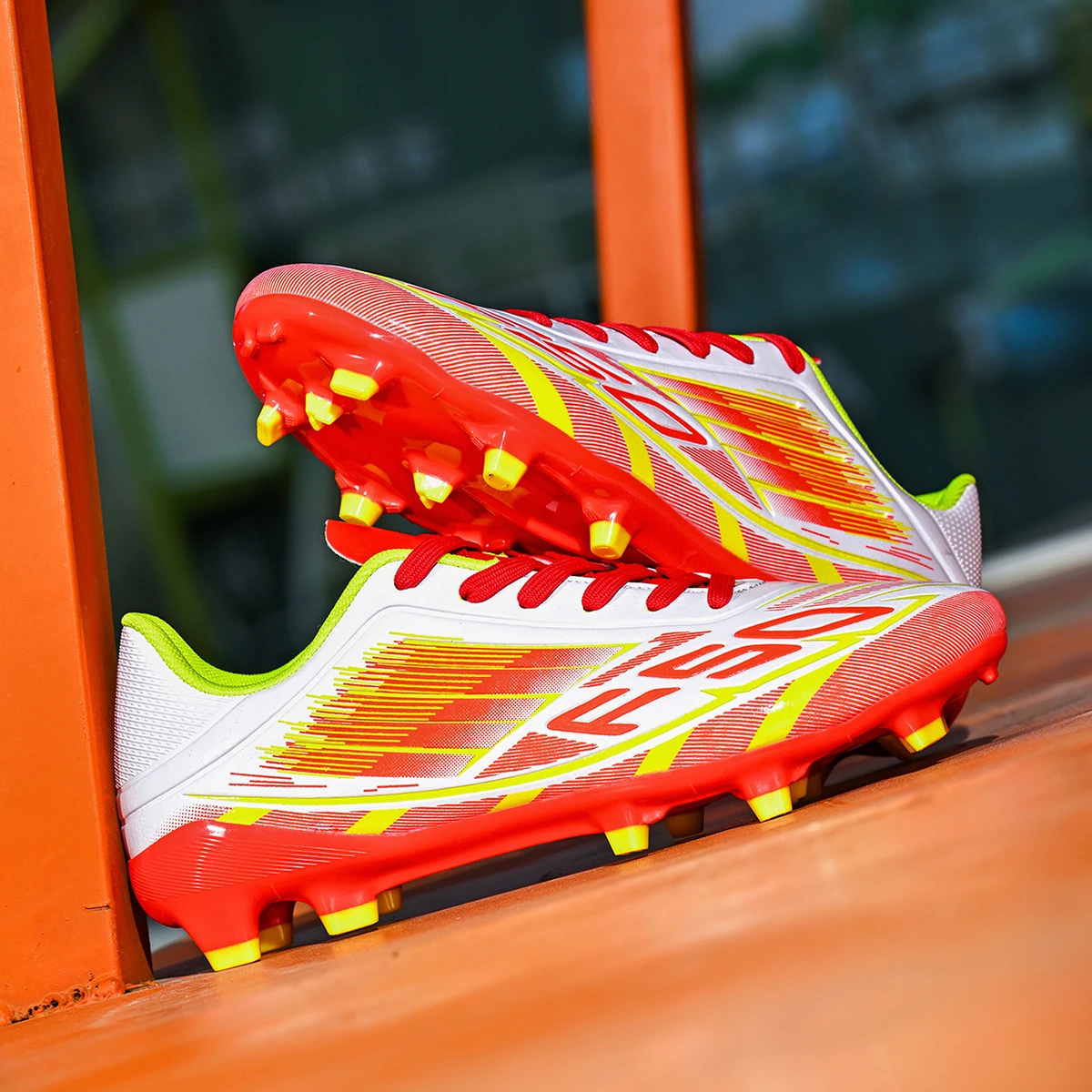 

AG FG Long Studs Football Boots PU Fabric Splicing Upper TPU High Grip Sole Durable Kids Teenager Outdoor Match Footwear