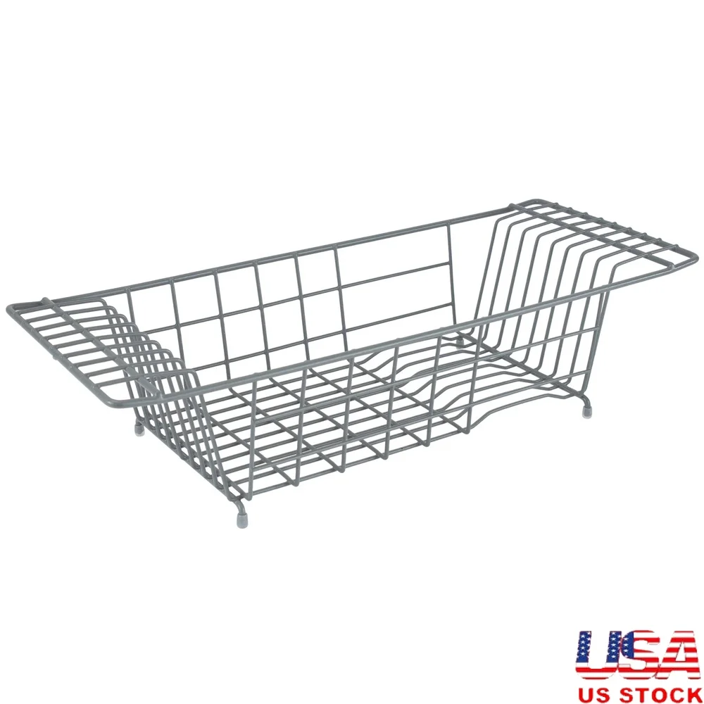 

Over the Sink Dish Rack Kitchen Drainer Space Saving Design Heavy Duty Iron Open Wire Drying Rack with Plate Slots and
