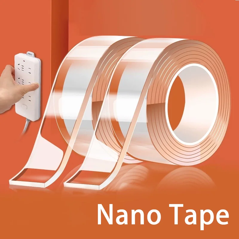 50mm Width Double-sided Adhesive Nano Tape Reusable No Trace Waterproof Ultra-strong Wall Tape Strip Clear Mounting Tape