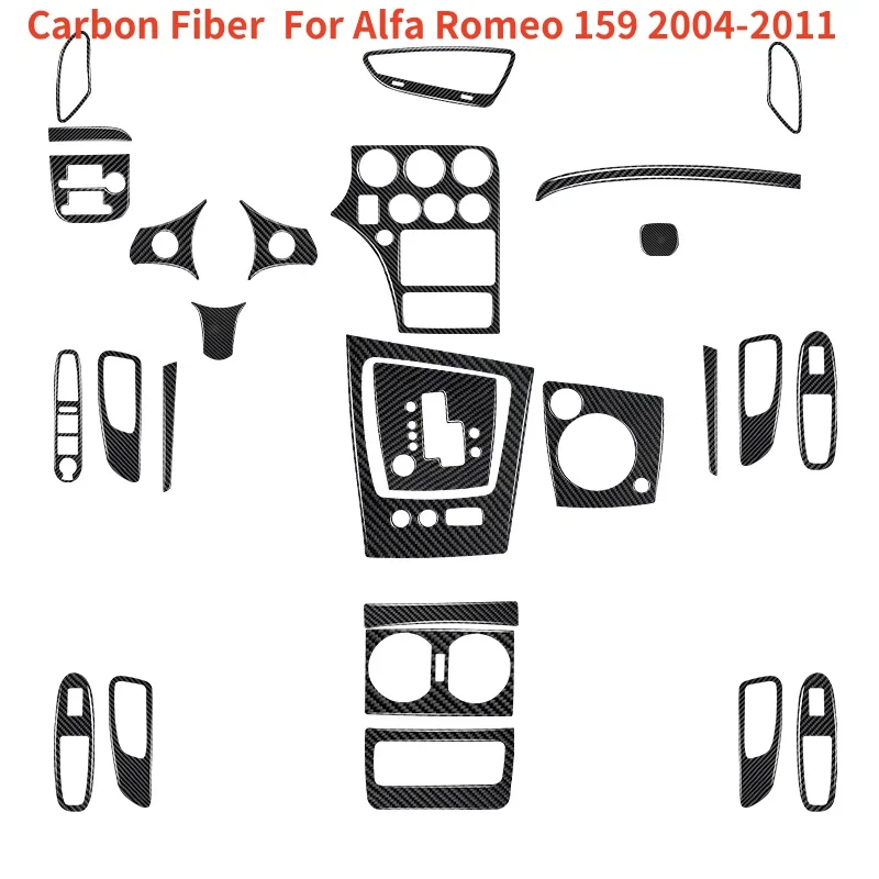 Fibra de carbono para Alfa Romeo 159 Brera Spider, panel de CD de aire acondicionado, Panel de engranaje de Control Central, pegatinas embellecedoras para interruptor de faro