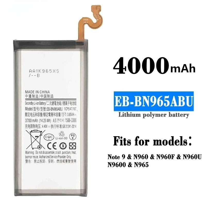 لسامسونج غالاكسي نوت 9 نوت 9 N960U SM-N9600 SM-N960F N9600 SM-N965F جديد جودة عالية استبدال 4000mAh EB-BN965ABU البطارية