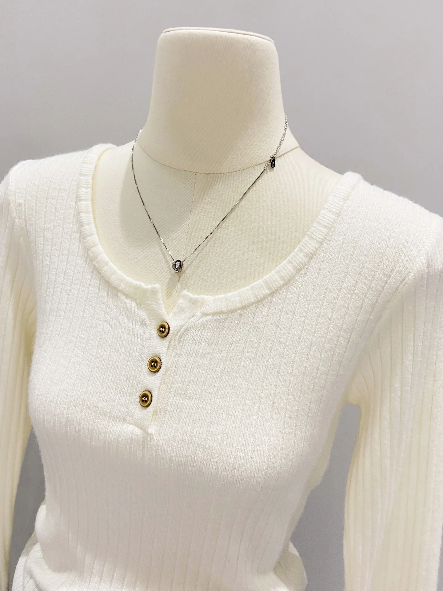 Ele f-Unbuttoned Knitwear Women's Long Sve Soft Cozy Autumn Winter Korean Sle Button Base irt Inner Long Sve...