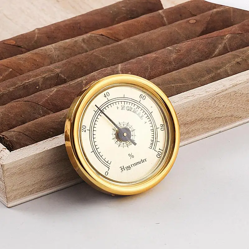 Brass Analog Hygrometer Hygrometer Humidity Gauge Analog Humidor Hygrometer With Back Magnet Humidity Tester 45mm Mechanical