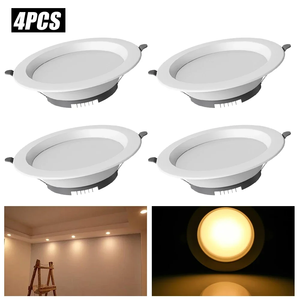 4pcs/lot 5W Round LED Downlight Recessed in LED Ceiling Downlight Indoor Lighting Spotlight White Warm White