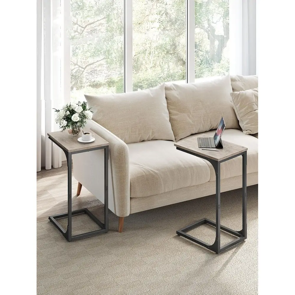 

CShaped End Table Set Of 2, Small Side Table For Couch, Sofa Table With Metal Frame For Living Room, Bedroom, Bedside