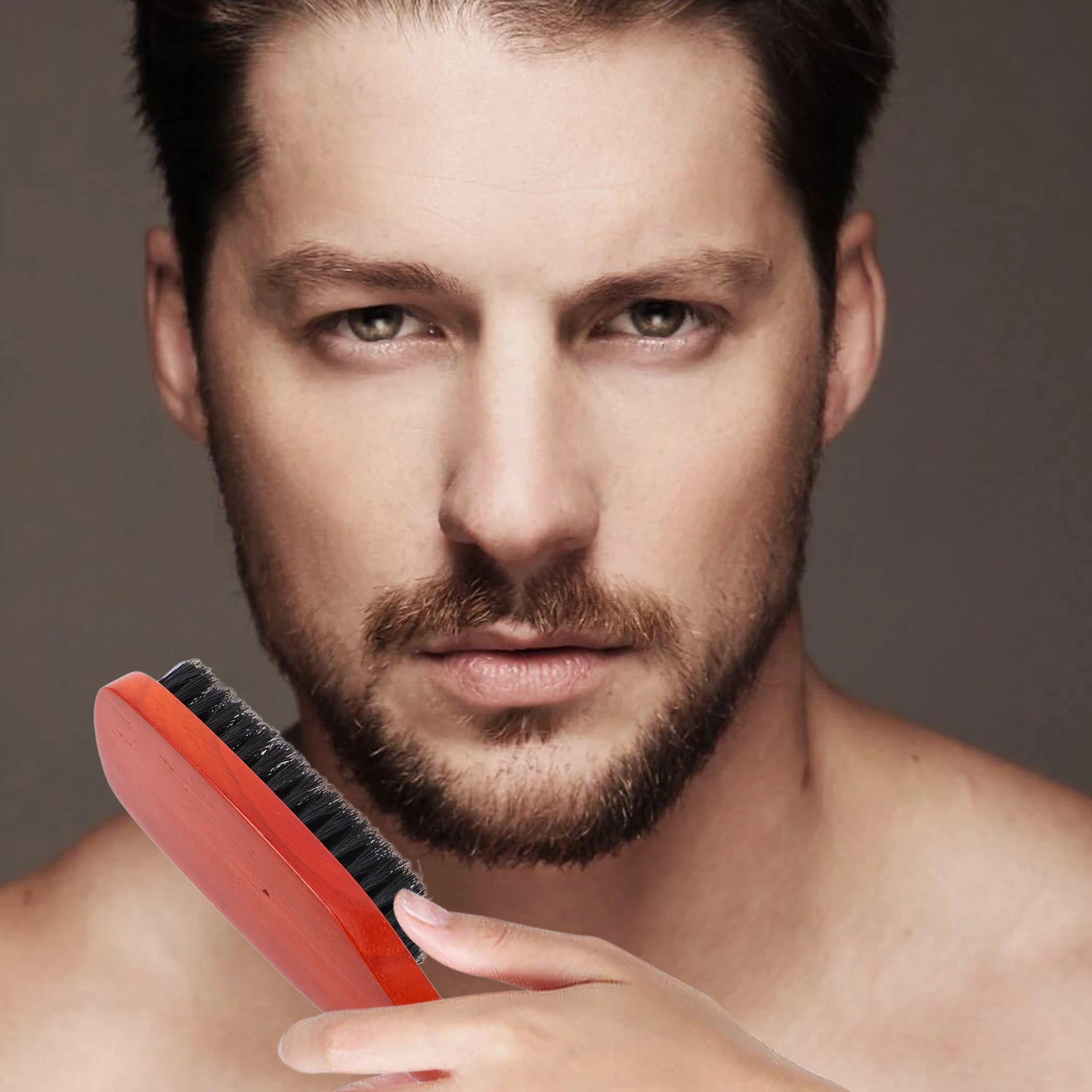 

2 шт., щетка для бороды из щетины кабана, мягкая деревянная ручка, инструмент для ухода за бородой, мужская круглая дорожная щетка для укладки волос на лице