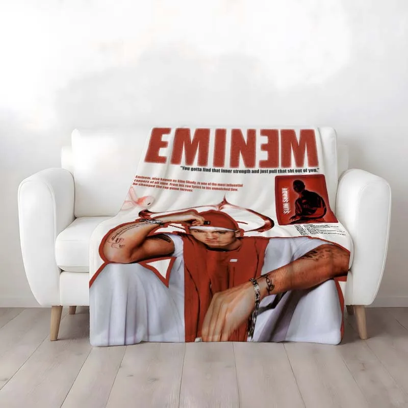 Customize Eminem Promotional Poster Design Printed Fleece Blanket, Made of 100% Polyester Skin-Friendly Fleece Material, Lightwe