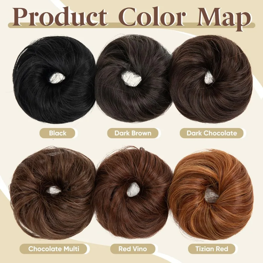 2 قطعة صغيرة لطيف فوضوي كعكة شعر للشعر الرقيق النساء كعكة الاصطناعية الصغيرة مجعد Scrunchies أوبدو قطع الشعر بني داكن مثالي f