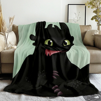 Cute Dragon Night Fur Thin Printed Blanket Accessories Home Blankets Flannel Throw for Sofa,Bed,Travel,Camping,Office,Couch