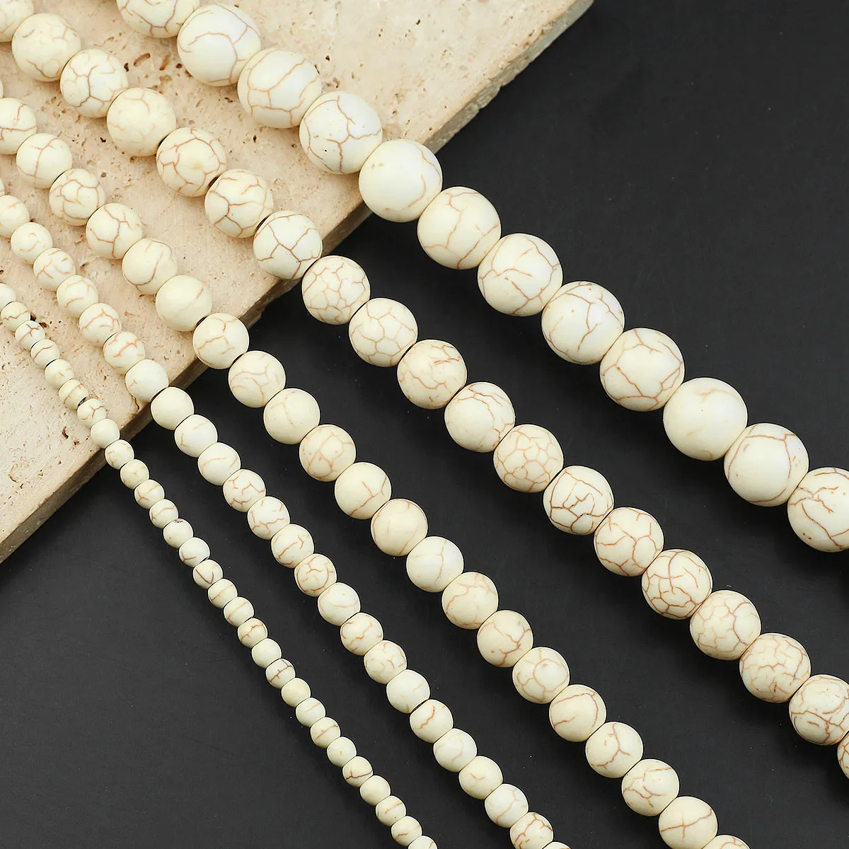 4 6 8 10 12 MM Synthetische Beige Türkis Lose Perlen Stein Runde Spacer Für Schmuck Machen DIY Armbänder Zubehör 31-89 stücke