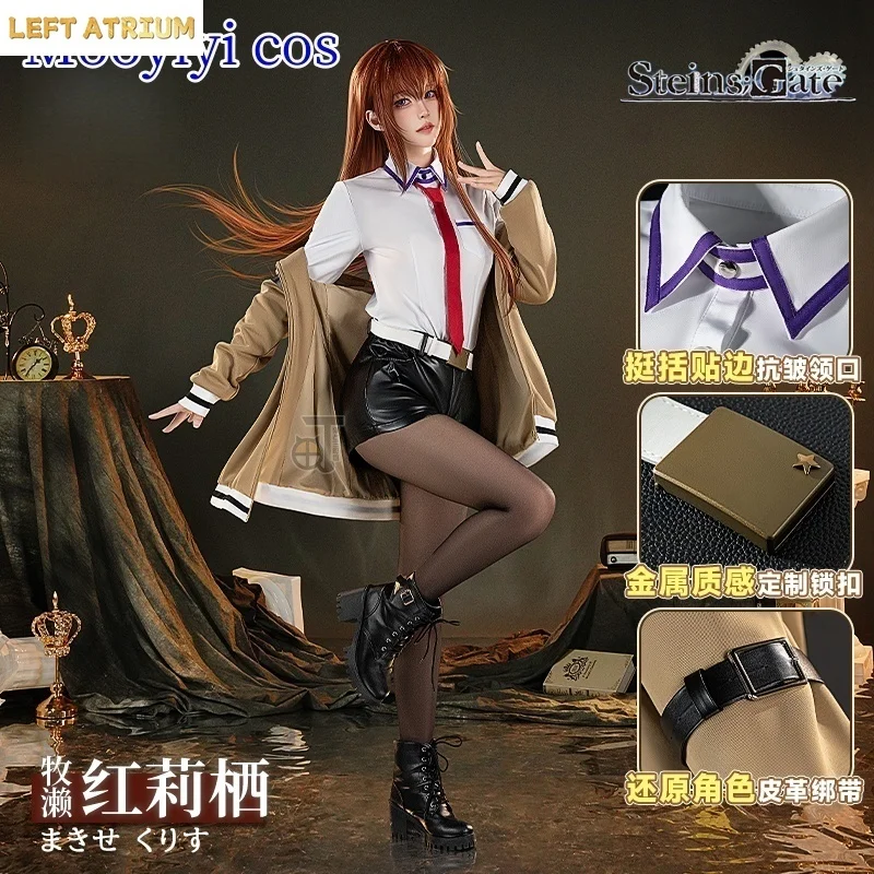 

New Makise Kurisu Cosplay Costume Steins Game Gate Halloween Christmas Comic Cute clothing beautiful Women Uniform S-XL Mooyiyi