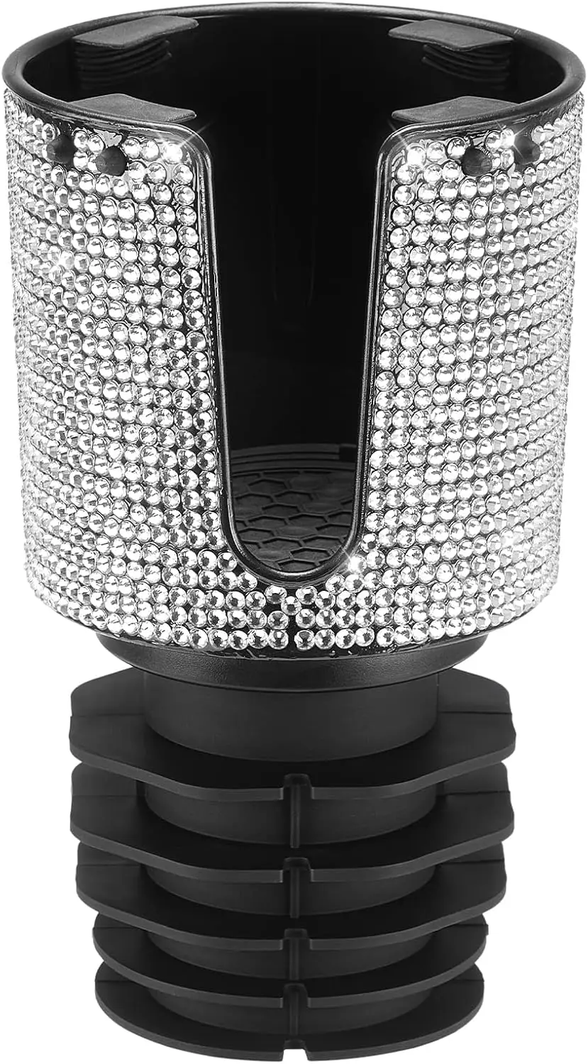 

Upgraded Car Cup Holder Expander with Offset Base, Fits 18-40 oz Bottles & Mugs, Rhinestone Design