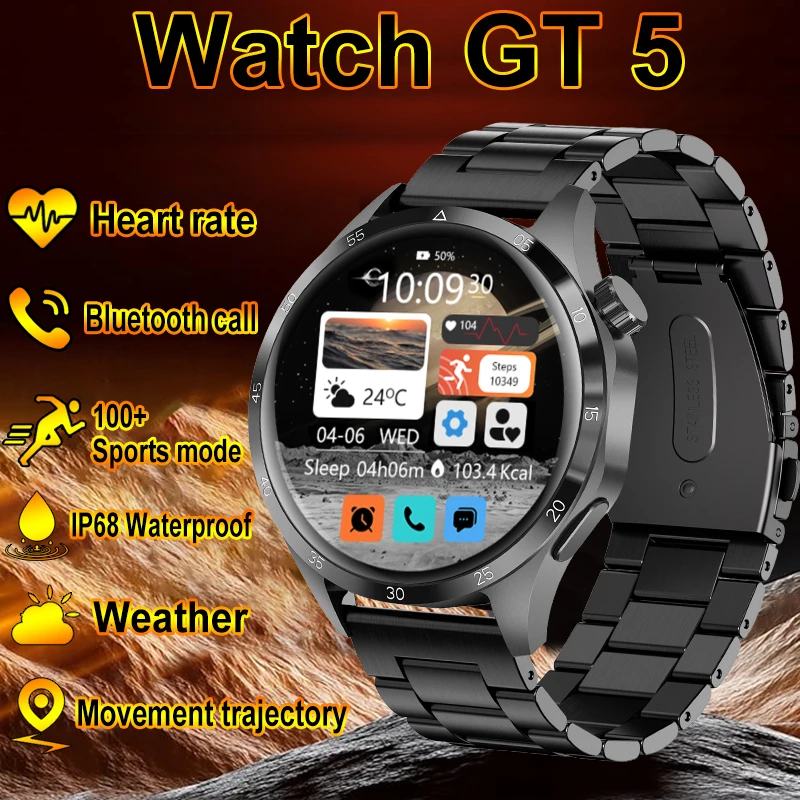 

New Watch GT5 Pro Smart Watch Men For Huawei HD AMOLED Screen GPS Motion track Heart Rate Bluetooth Call Waterproof Smart Watch