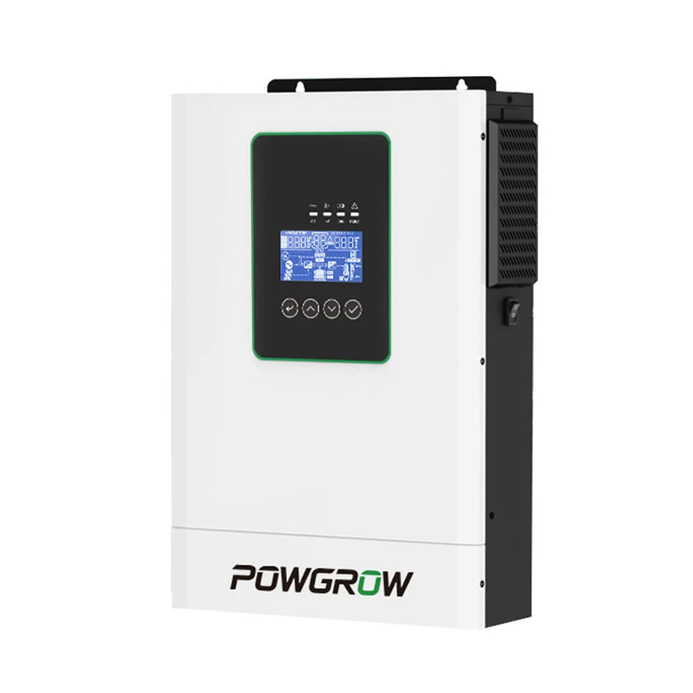 POWGROW 3600W 24V Hybrid-Wechselrichter mit Reiner Sinuswellen-Ausgabe, WLAN-Überwachung und BMS-Kommunikation für Lithium-/Blei-Säure-Batterien