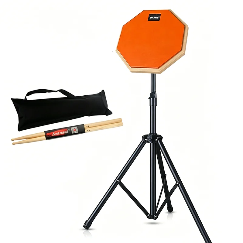 Conjunto de almofada de tambor de prática, 8 polegadas, almofada de prática silenciosa em casa com suporte, baquetas, bolsa de transporte para iniciantes, habilidade de construção