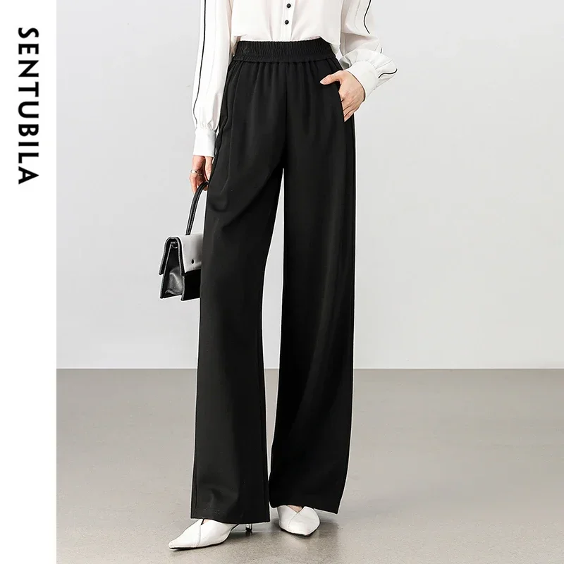 

SENTUBILA Elastic Waist Long Pants Women Casual Trouser 2025 Spring Fall Wide Leg Comfort Sweatpant Female Clothing 151K59398