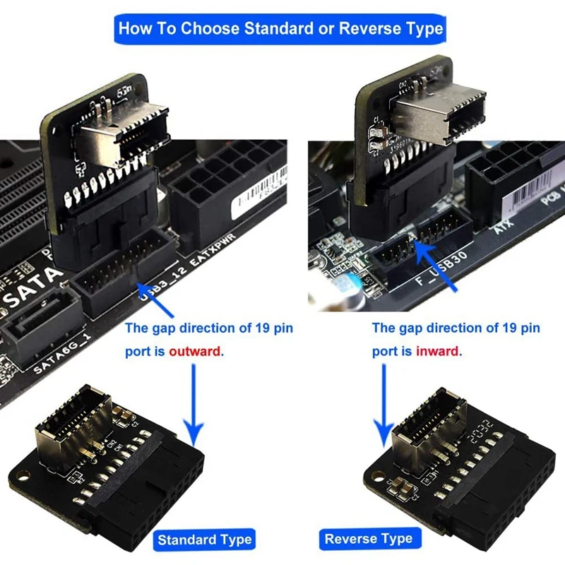 Placa base USB 3.0 (3.1 Gen 2) IDC de 19 pines para panel frontal tipo C