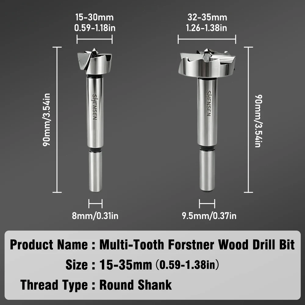 Multi-Tooth Forstner Wood Drill Bit Round Shank Self-Centering Hole Cutter Special for Cabinet Door Window Hinge 15-35mm - view 2