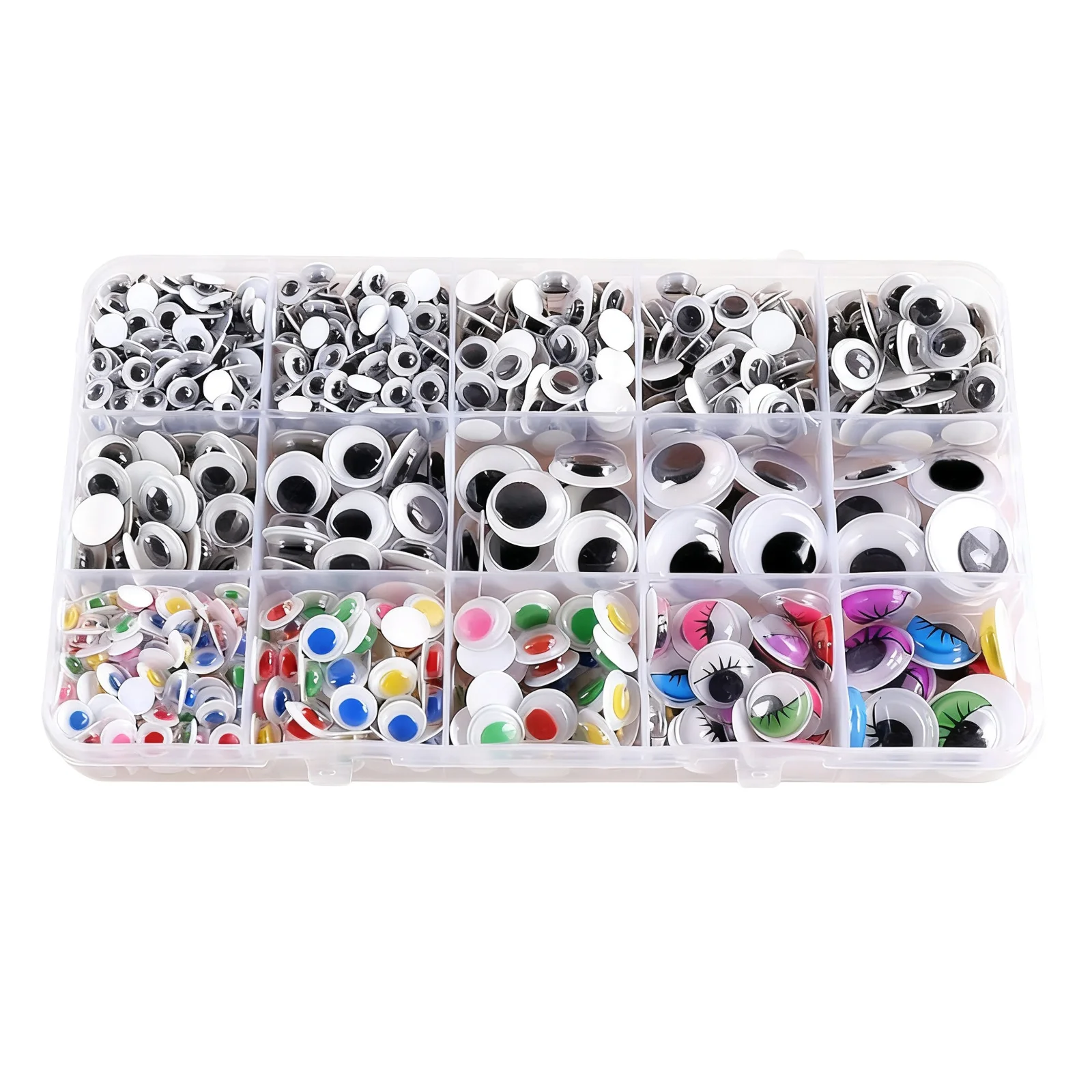 750Pcs Self Adhesive Wiggle Eyes Multi Colored Multi Sizes 6-18Mm for Crafts DIY Art Projects Craft Supplies Plastic Safety