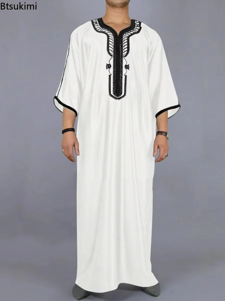 Abayas à la mode musulmane pour hommes, robe longue en patchwork brodé, caftan saoudien, thobe jubba masculin, islamique marocain, nouvelle