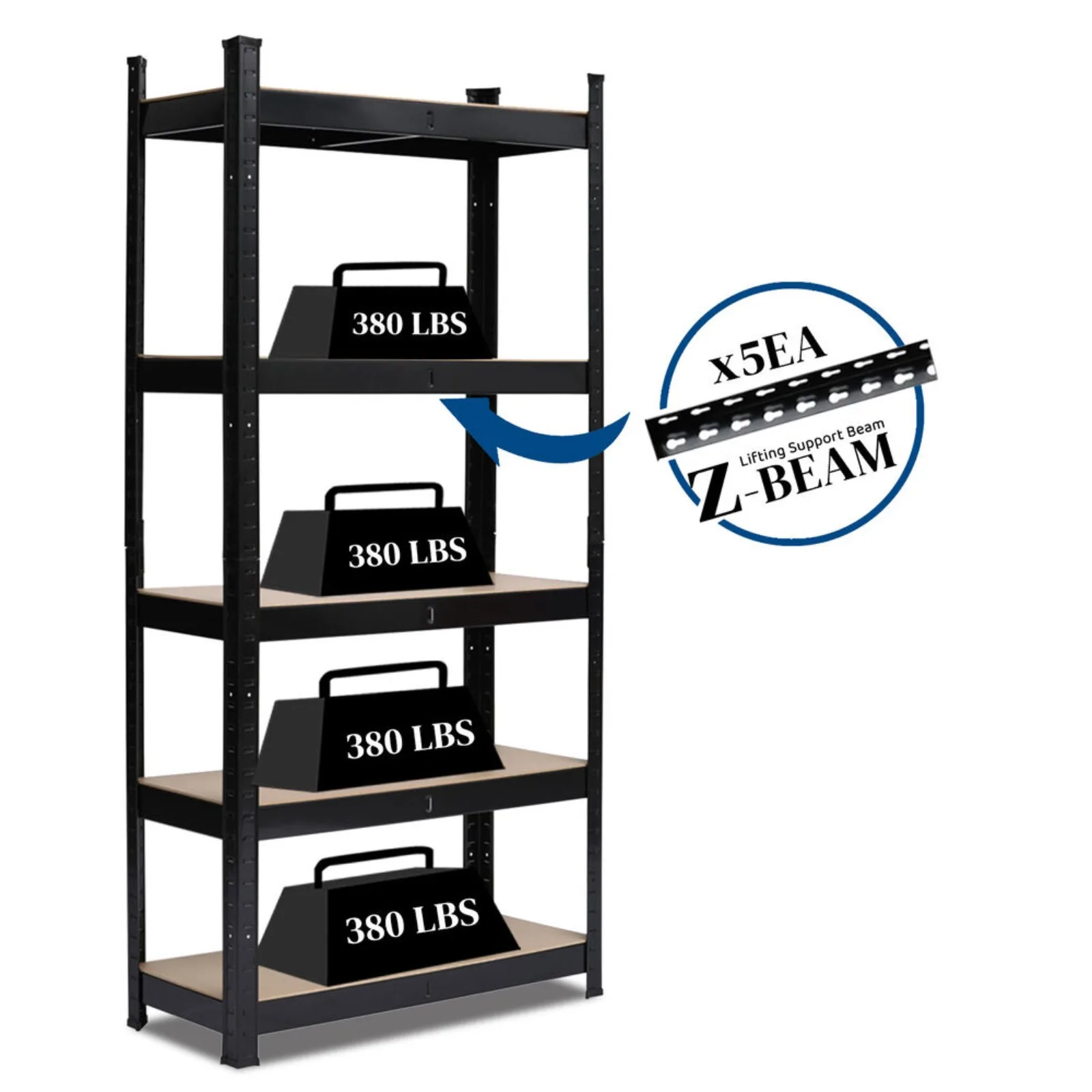 

US 5 Tier Metal Shelving Rack Garage Storage Shelf Space Save Organizer