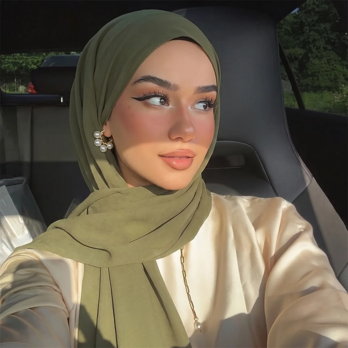 Women Solid Jersey Hijab Scarf Soft Stretch Breathable Single Jersey Muslim Headscarf Lightweight Shawl Wrap Daily Travel Wear