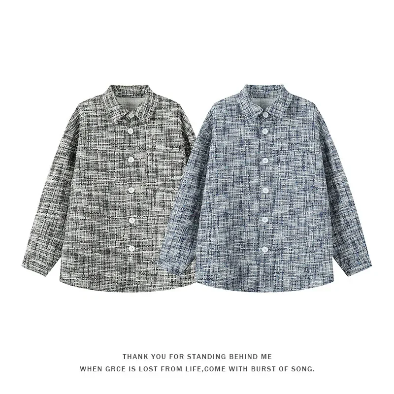

2025 2025 Striped Shirt Single Breasted Jacket Fashion Korean Weave Jacket Street Style Couple's Clothing