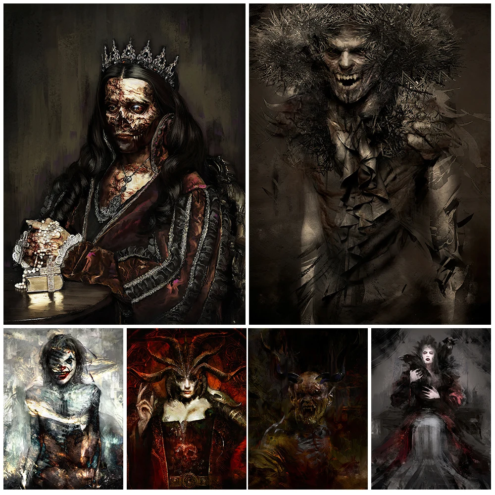 

Cursed Queen And Evil Lord Of Darkness Vintage Wall Art Canvas Painting Dark Horror Wicca Art Poster And Print Home Decoration
