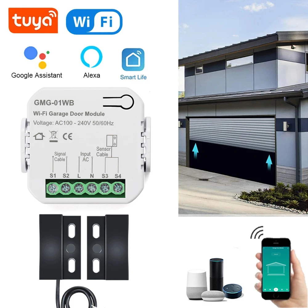 Tuya Smart WiFi Garage Door Sensors Opener Controller AC100V-240V Voice Remote Control Switch With Alexa Google Home Smart Life