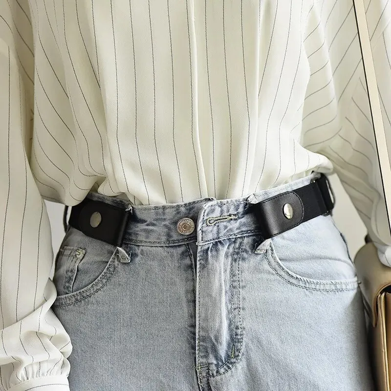 Invisible Stretch Elastic Belt Unisex No Buckle Waist Belt for Jeans Pants Adjustable Comfortable Casual Decorative Belt