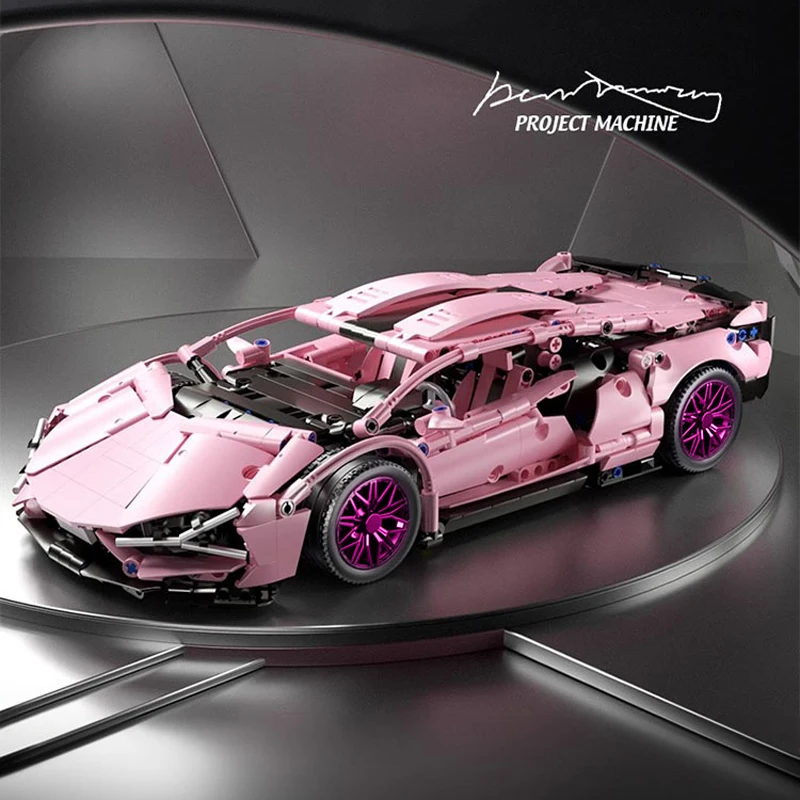 Technical Pink 1:14 Racing Car City Speed Building Block Model Sports Vehicle Assemble Bricks Toys For Kids Adult Gifts