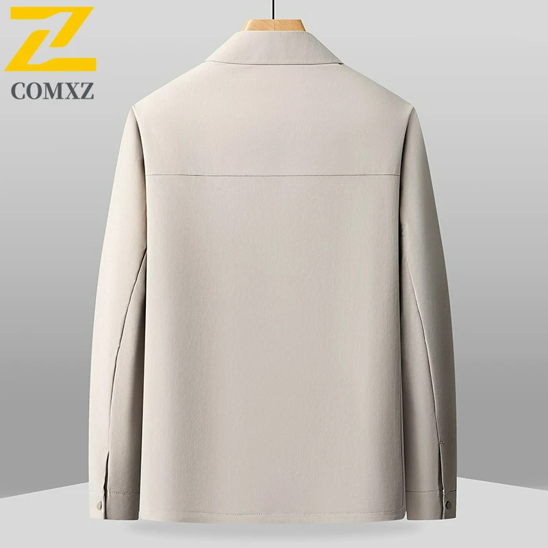 COMXZ New Jacket Men Versatile Business Casual Notch Lapel Coat Outdoor Sport Autumn Lightweight Stylish Office Daily Wear