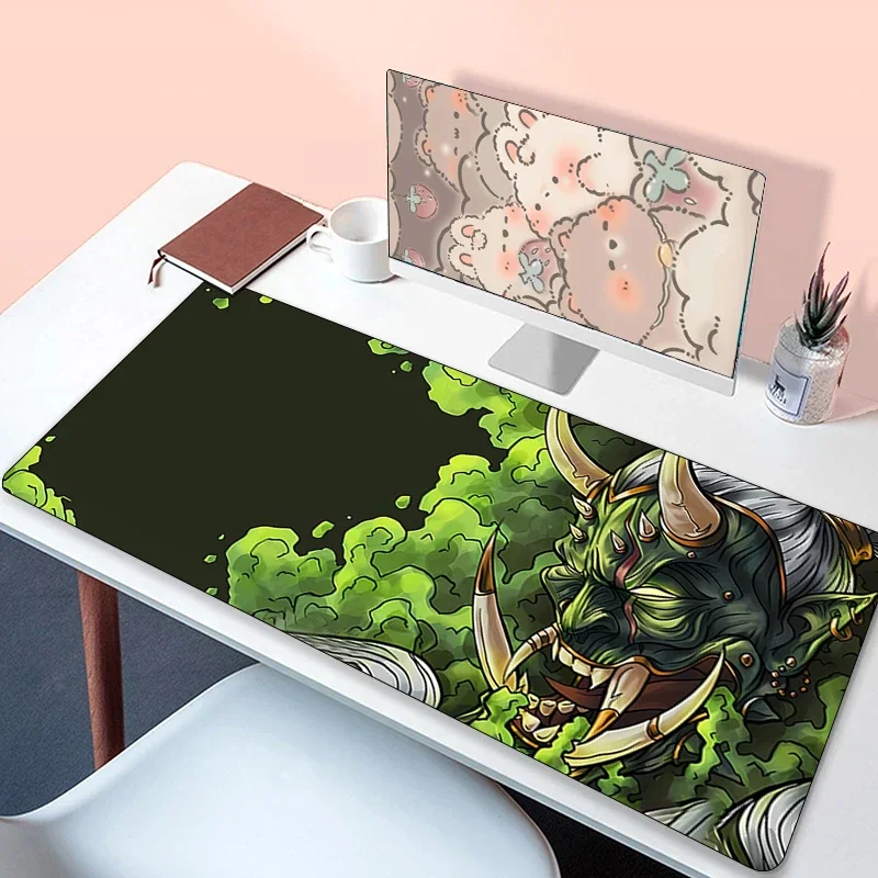 Anime giapponese Oni Mouse Pad Gamer Tappetino da scrivania Tappetino per mouse grande Xxl Accessori per PC da gioco per computer Gomma antiscivolo Blu 400X900