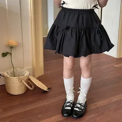 Children Clothing Girls Sweet Skirt Sweet Bow 2025 New Fashionable Solid Color Short Casual Princess Cute Simple Skirt Girls