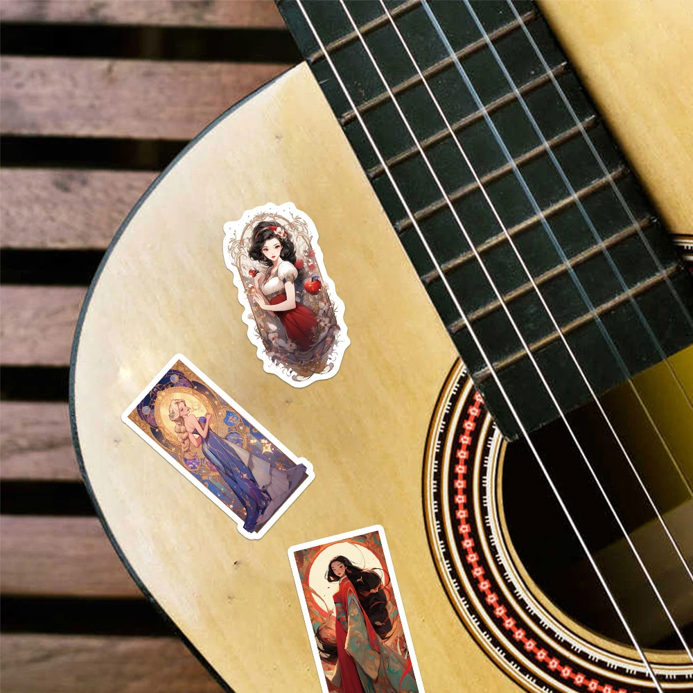 50 Stück Cartoon-Prinzessinnen-Kartenaufkleber Retro-Ästhetik Perfekt für Planer Handyhülle Laptop Wasserflasche Helm Dekoration