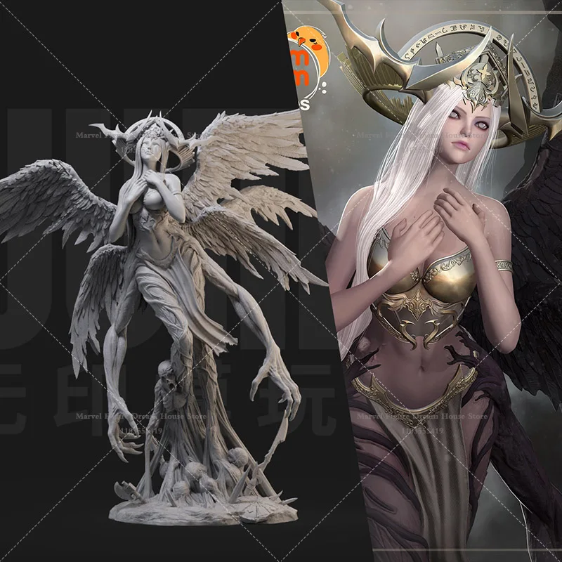 1/24 1/18 Scale Six Winged Fallen Angel Seraphim Radiant Morning Star Western Fantasy DIY Self-assembled Resin Un-panited Doll