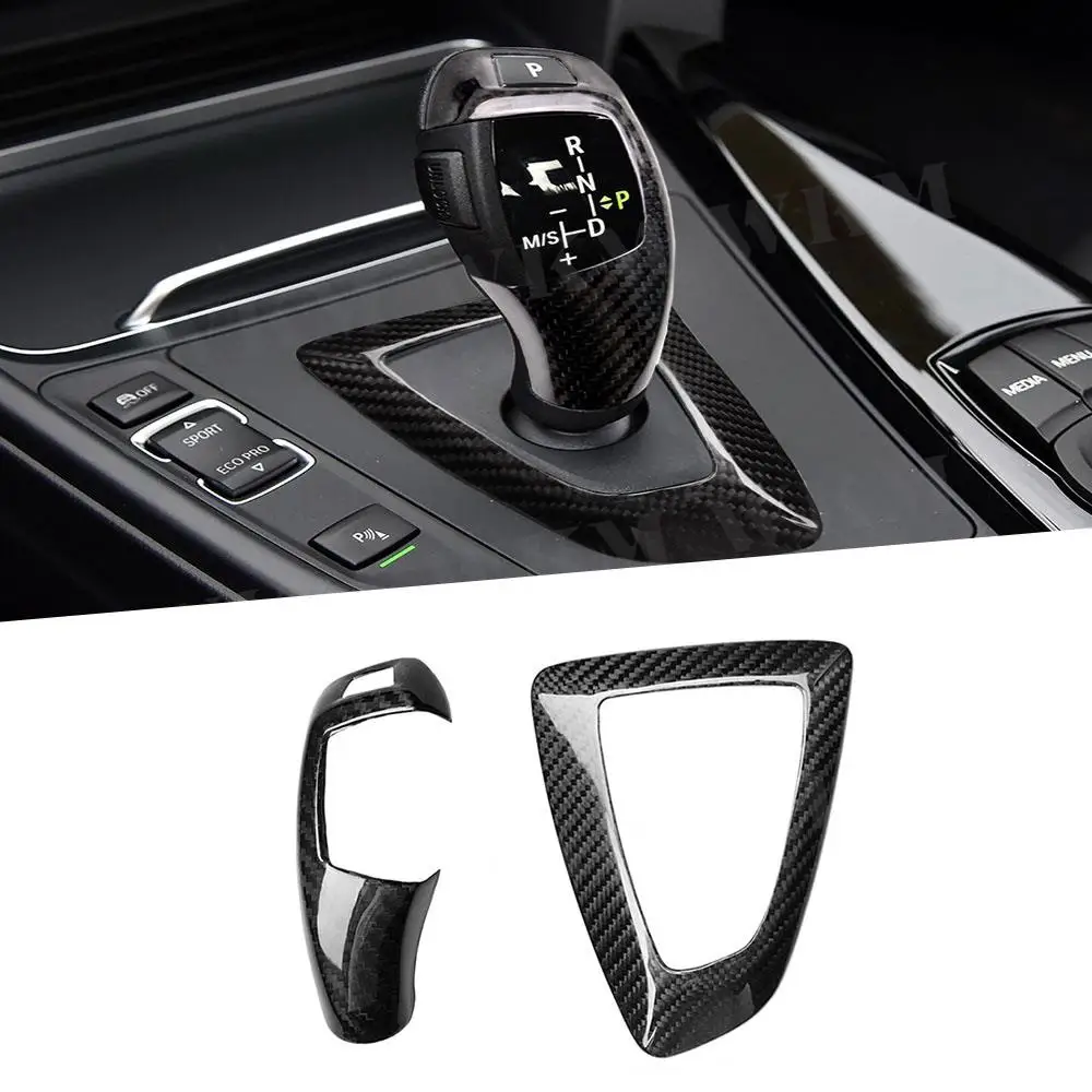 

For 1 2 3 4 Series Carbon Fiber Gear Shift Handle Sleeve Cover Trim for BMW F20 F30 F32 F33 F36 X3 X5 12-18 RHD Car Styling