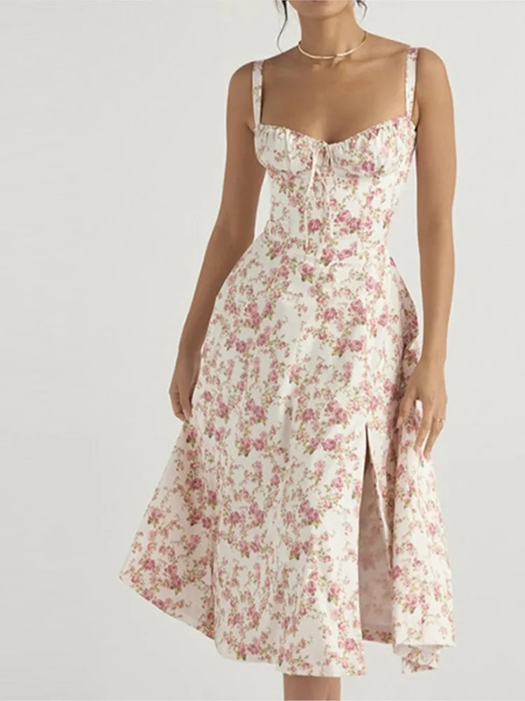 섹시한 여성 드레스 우아한 캐미솔 민소매 로우컷 하이웨이스트 슬릿 헴 로브 파티 프롬 나이트클럽 비즈니스 베스티도스 여름