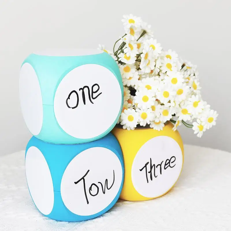 4x4 Inch Wipe Off Dice Cubic Portable Cleanable Write On Dice Vibrant Color Blank Teaching Accessory DIY Blank Dice